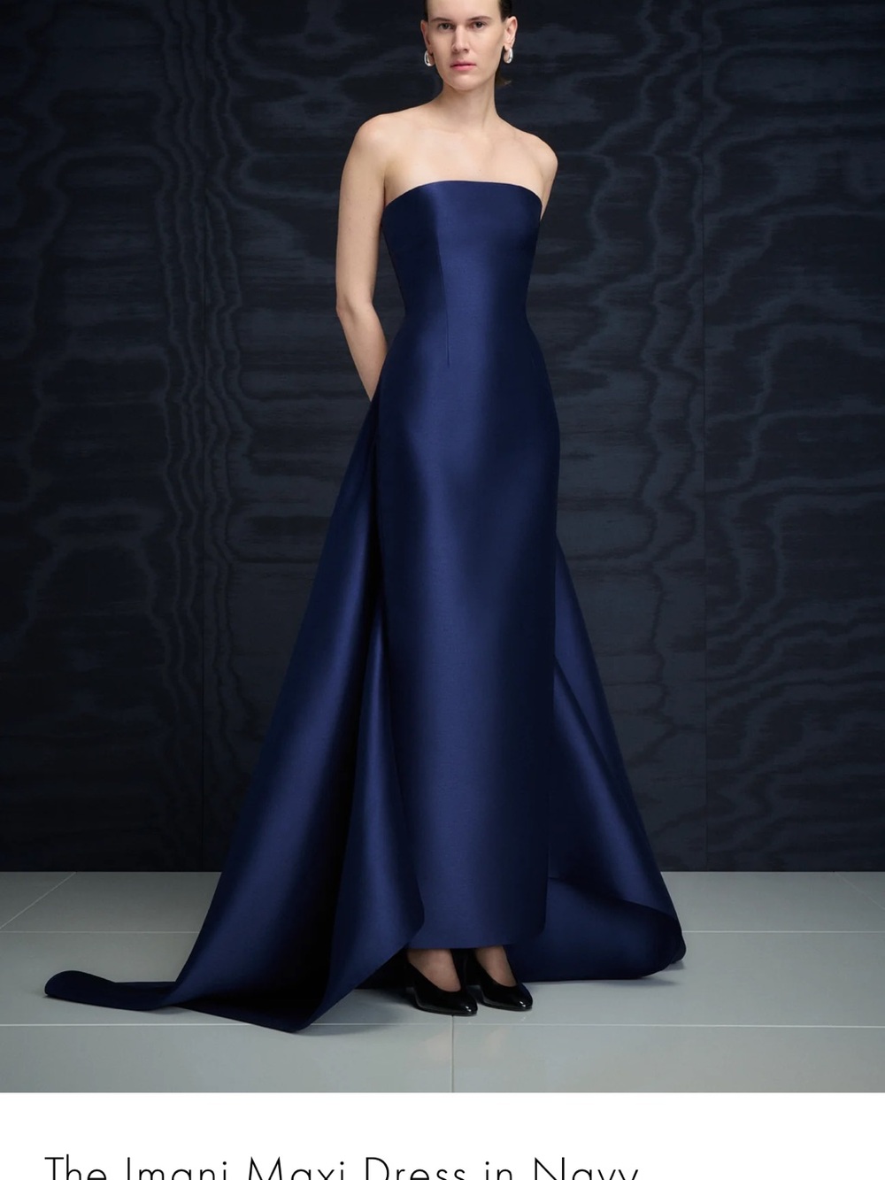 Solace London Strapless Navy Satin Gown